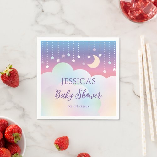 Dreamy Moon and Stars Gender Neutral Baby Shower Napkins