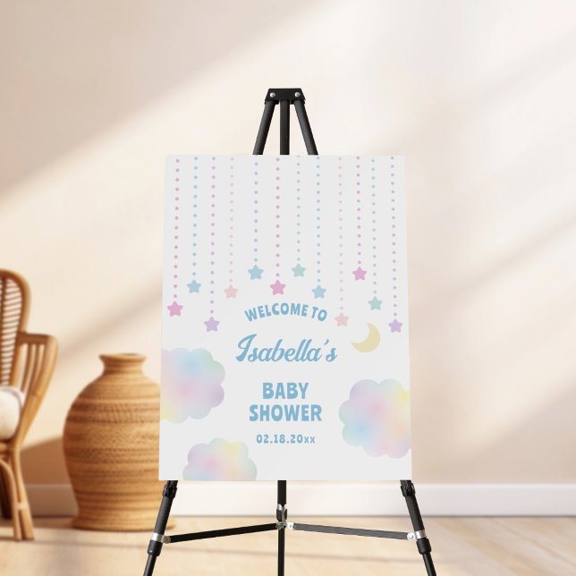 Dreamy Moon and Stars Neutral Baby Shower Welcome Foam Board (Creator Uploaded)