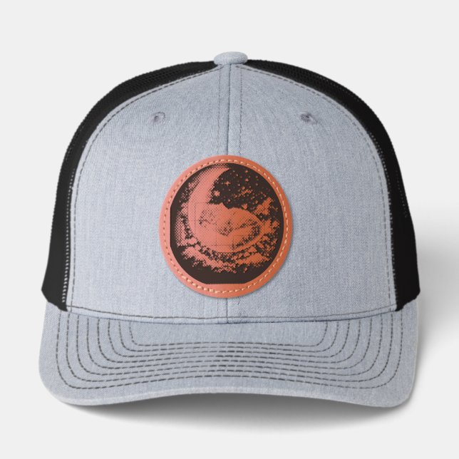 Dreamy Moon Cat Leather Patch Hat | Cap (Front)