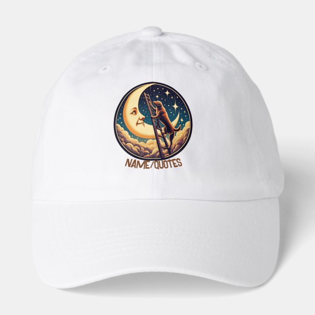 Dreamy Moon & Dog Climbing Ladder Hat (Front)