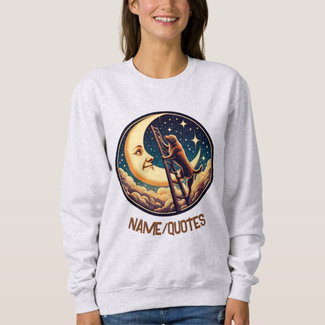 Dreamy Moon & Dog Climbing Ladder Sweatshirt (Front)
