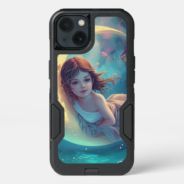 Dreamy Moon Girl iPhone Case Design | Cute Baby  (Back)