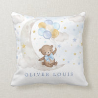 Dreamy Moon Teddy Bear Blue Gold Balloons Baby Boy