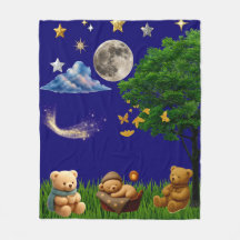 Dreamy Moonlight Teddy Park Fleece Blanket