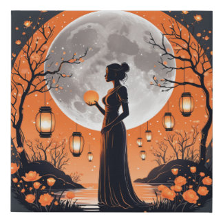 Dreamy Moonlit Garden Faux Canvas Print