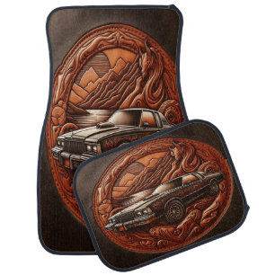 Dreamy Mountain Drive with Muscle Car Car Floor Mat