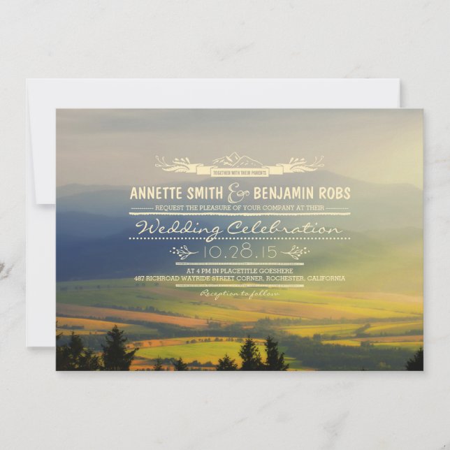 Dreamy Mountains Wedding Invitations (Front)