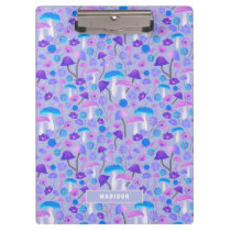Dreamy Mushrooms & Flowers Purple Turquoise Clipboard