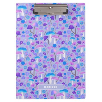 Dreamy Mushrooms & Flowers Purple Turquoise Clipboard by dulceevents at Zazzle
