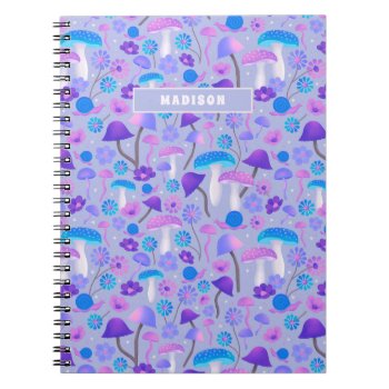 Dreamy Mushrooms Flowers Snails Purple Turquoise Notebook by dulceevents at Zazzle