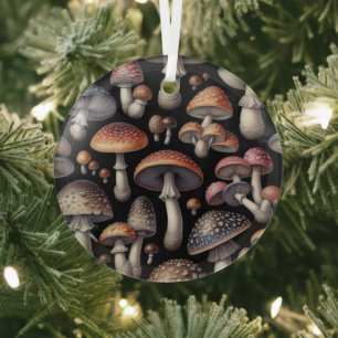 Dreamy Mushrooms Glass Ornament