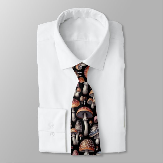 Dreamy Mushrooms Neck Tie (Tied)