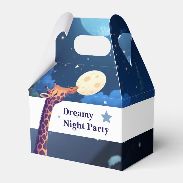Dreamy Night Party Giraffe Kids Favor Box (Front Side)