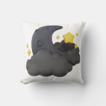 Dreamy Night Sky Pillow  Moon, Stars and Clouds