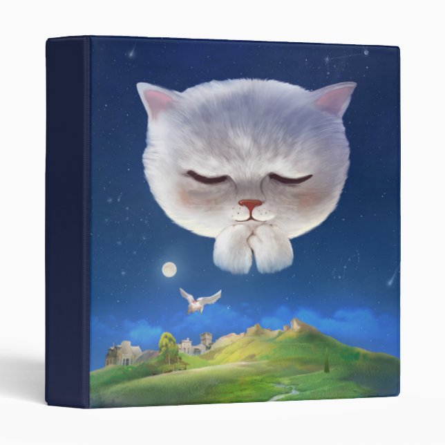 Dreamy Night Sky with Cat 3 Ring Binder (Front/Spine)