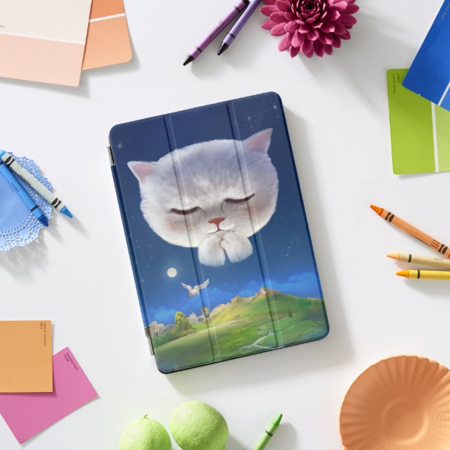 Dreamy Night Sky with Cat iPad Pro Cover (Desk)