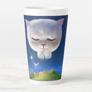 Dreamy Night Sky with Cat Latte Mug