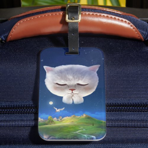 Dreamy Night Sky with Cat Luggage Tag