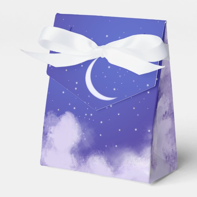 Dreamy Night Sky with Crescent Moon Favor Boxes (Front Side)
