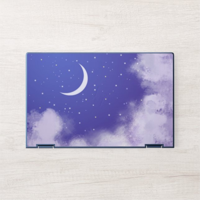 Dreamy Night Sky with Crescent Moon HP Laptop Skin (Front)