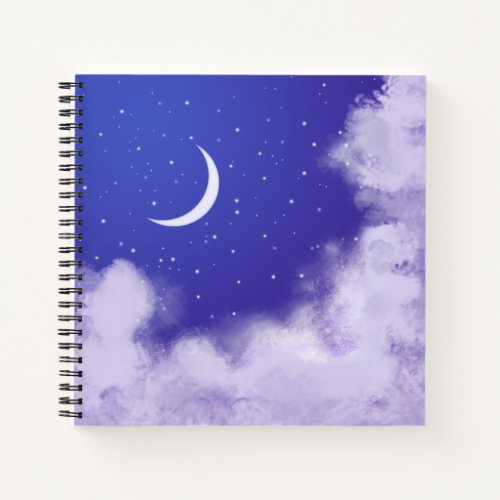 Dreamy Night Sky with Crescent Moon Notebook