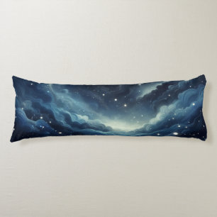 Dreamy Night Sky - With Sparkles and Silver Swirls Body Pillow