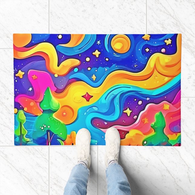 Dreamy Night: Starry Landscape Doormat (Indoor)