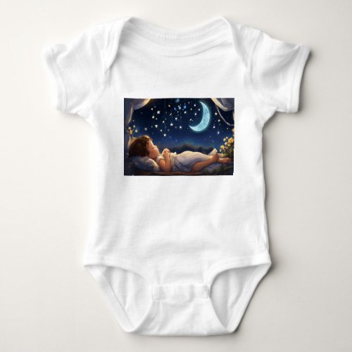 Dreamy Nights Kids T_Shirt with Good Night Print Baby Bodysuit