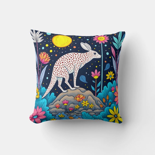 Dreamy Nighttime Forest Throw Pillow (Front)