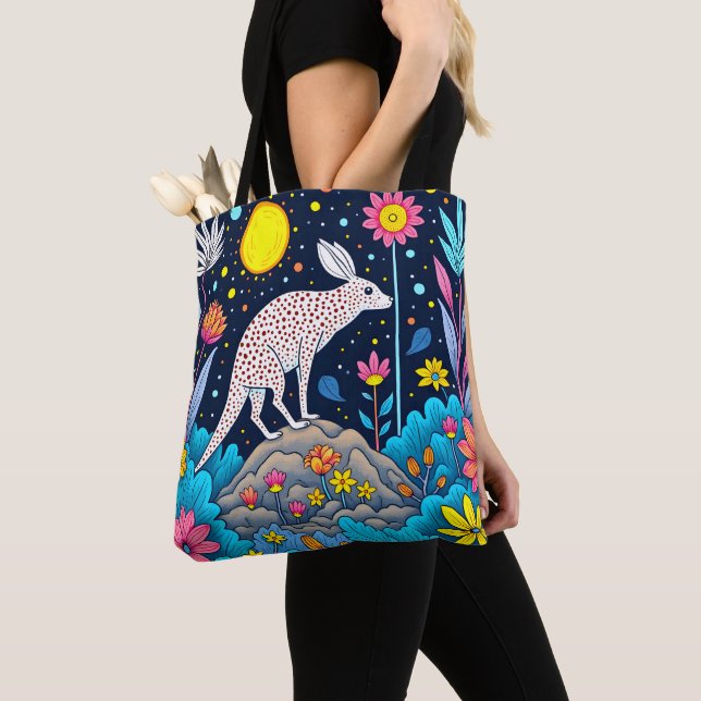Dreamy Nighttime Forest Tote Bag (Close Up)