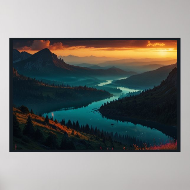 Dreamy Northern Lights Night Sky Poster (Front)