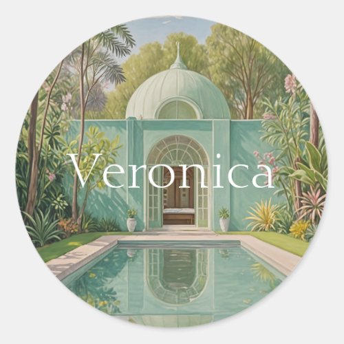 Dreamy Oasis Pastel_Colored Swimming Pool Classic Round Sticker