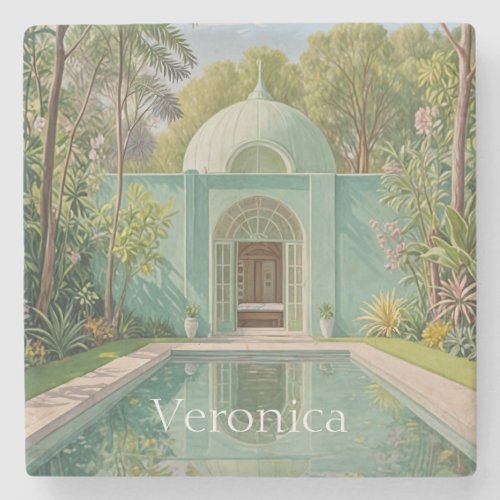 Dreamy Oasis Pastel_Colored Swimming Pool Stone Coaster