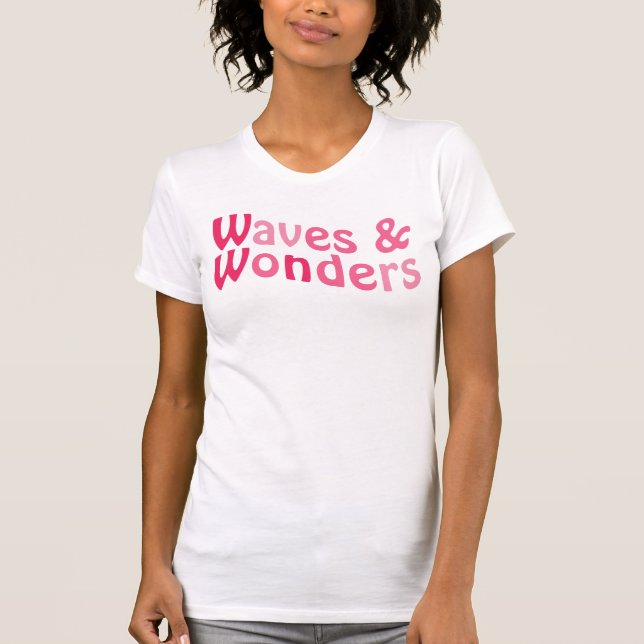 Dreamy Ocean-Inspired Tee with Wavy Pink Typograph (Front)