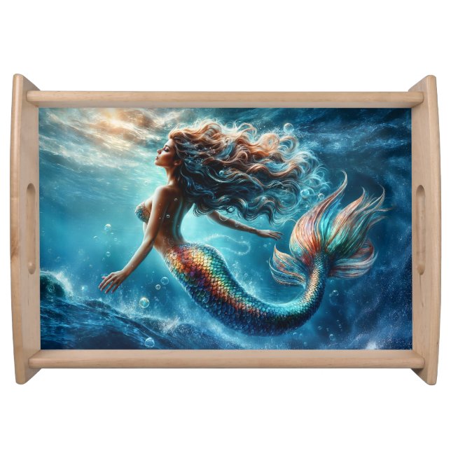 Dreamy ocean mermaid girl fantasy creature serving tray (Front)