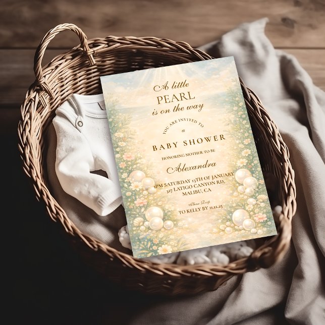 Dreamy Ocean Pearl Nursery Baby Shower Invitation (Creator Uploaded)