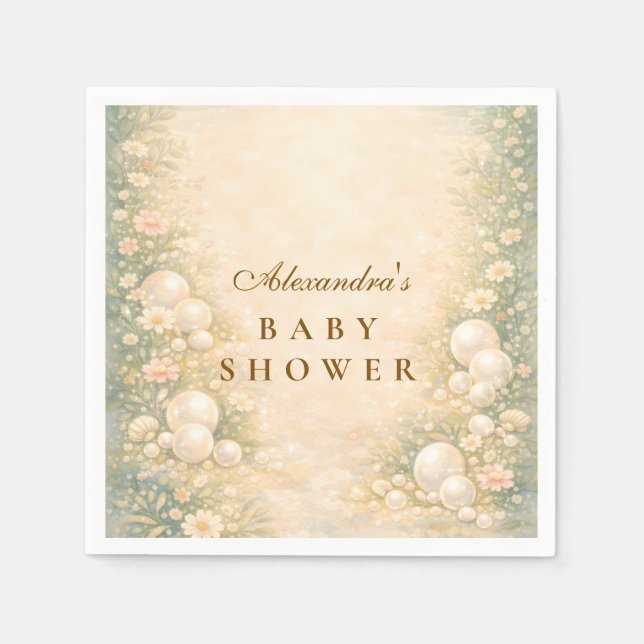 Dreamy Ocean Pearl Nursery Baby Shower Napkins (Front)