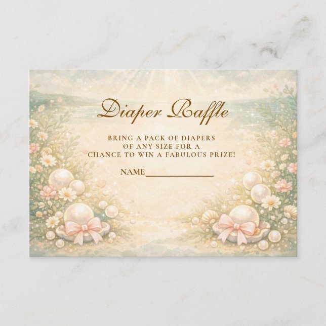Dreamy Ocean Pearl Nursery Diapper Raffle Enclosure Card (Front)