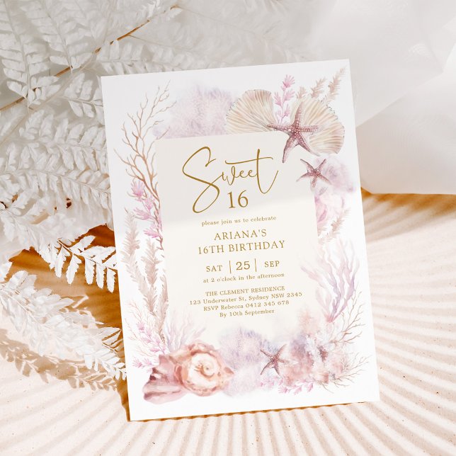 Dreamy Ocean Under the Sea Mermaid Sweet 16 Invitation (Creator Uploaded)