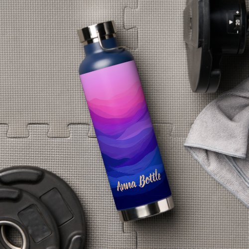 Dreamy Ombré Waves - Personalized Name Bottl Water Bottle
