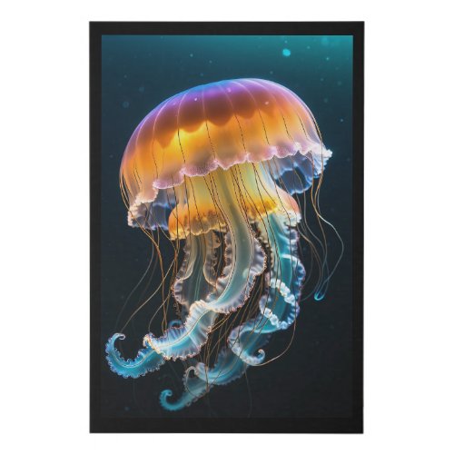 Dreamy Orange and Pink Ocean Jellyfish Faux Canvas Print