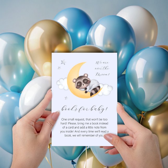 Dreamy Over the Moon Raccoon Boy Baby Shower Enclosure Card (Dreamy Over the Moon Raccoon Boy Baby Shower Enclosure Card)