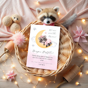 Dreamy Over the Moon Raccoon Girl Baby Shower Encl Enclosure Card