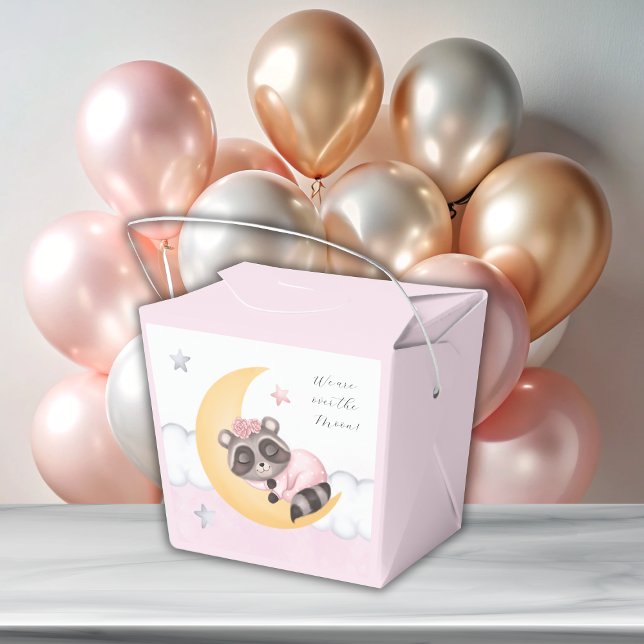 Dreamy Over the Moon Raccoon Girl Baby Shower Favor Boxes (Dreamy Over the Moon Raccoon Girl Baby Shower Favor Boxes)