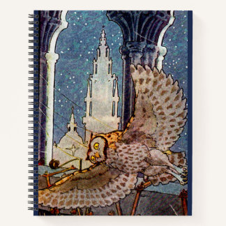 dreamy owl flying at night notebook