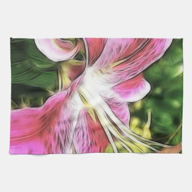 Dreamy Painting of a Stargazer Lily Towel (Horizontal)