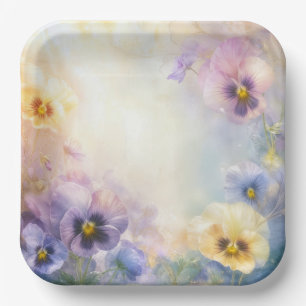 Dreamy Pansy Abstract Paper Plates