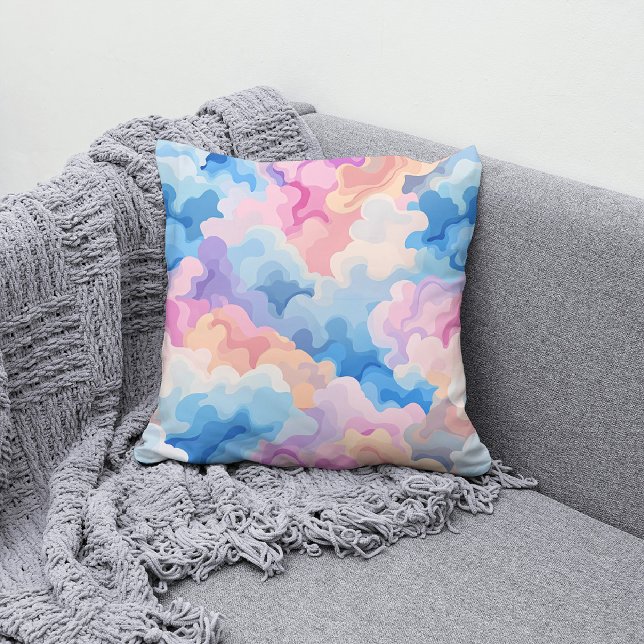 Dreamy Pastel Abstract Cloud Pattern in Watercolor Throw Pillow (Creator Uploaded)