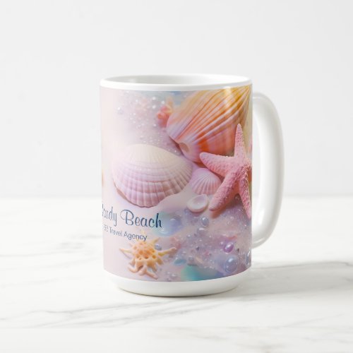 Dreamy Pastel Beach Seashells Tropical Coastal Coffee Mug