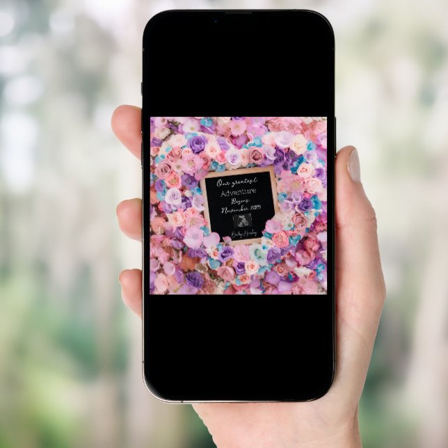 dreamy pastel bloom pregnancy announcement  (Front Digital)